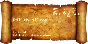 Róth Ákos névjegykártya